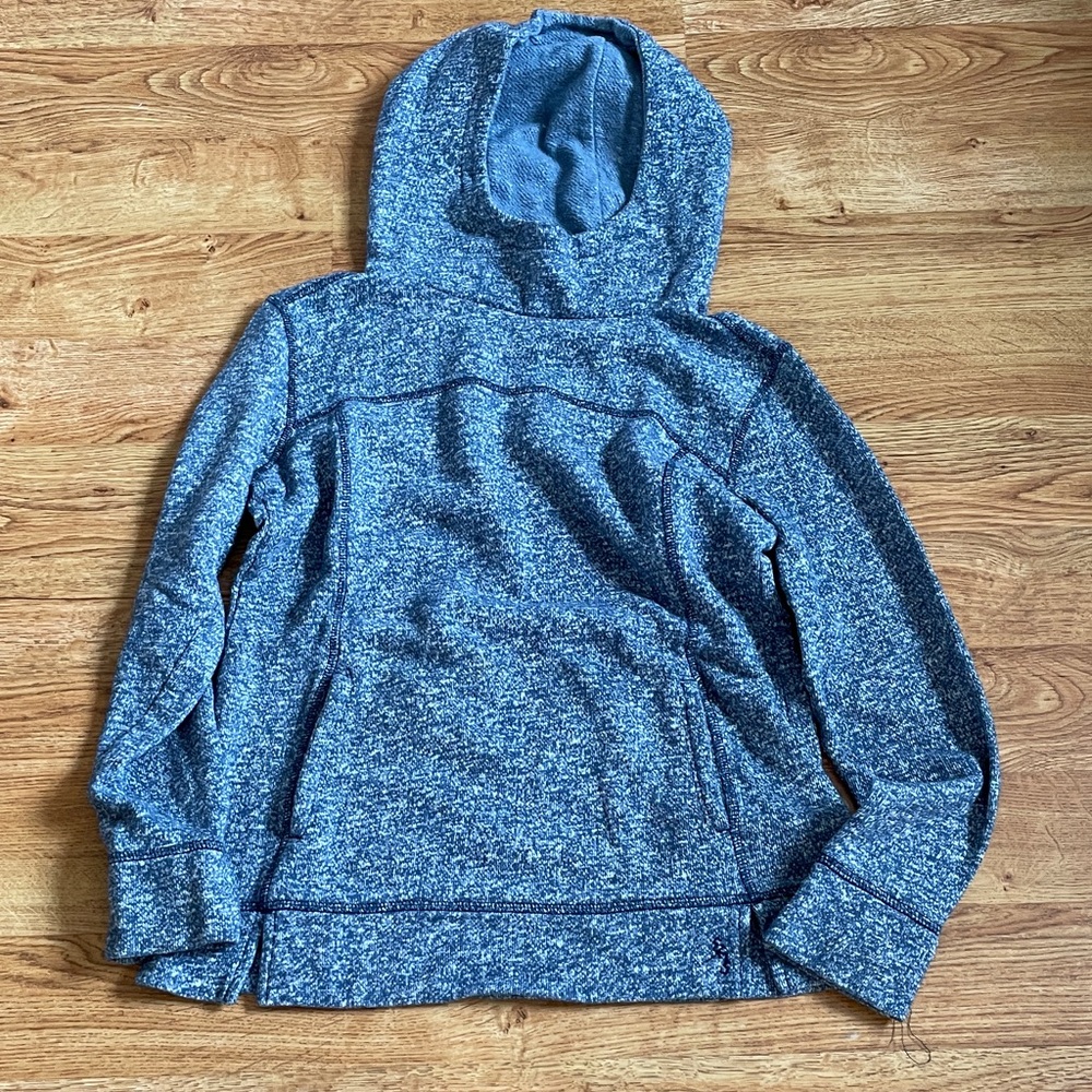 EMS Eastern Mountain Sports Hoodie Size S Heathered Blue Pullover Zip Pockets
